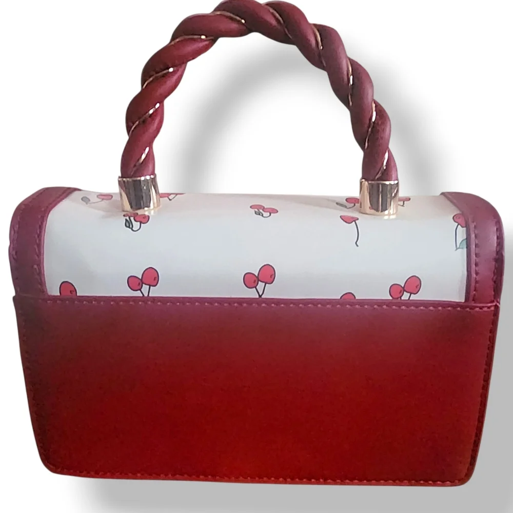Cherry Print Red Handbag - Picture 5 of 13